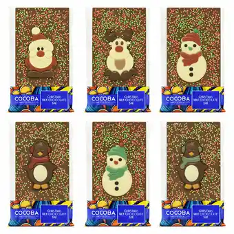 Costco Cocoba Belgian Milk Chocolate Christmas Character Bars, 6 x 100g offer