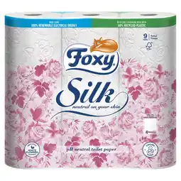 Tesco Foxy Silk 3ply Toilet Tissue 9 Rolls offer