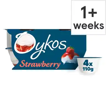Tesco Oykos Strawberry Luxury Greek Style Yoghurt Dessert 4x110g offer