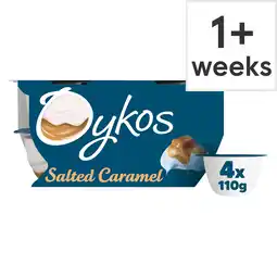 Tesco Oykos Salted Caramel Luxury Greek Style Yoghurt Dessert 4x110g offer