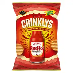 Tesco Jacob's Crinklys Franks Red Hot Original Baked Snacks Sharebag 150g offer