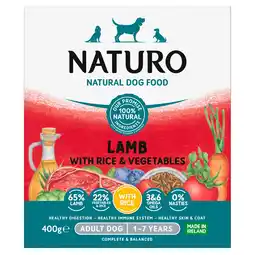 Tesco Naturo Adult Lamb & Rice Vegetable Dog Food Tray 400G offer