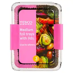 Tesco Tesco Medium Foil Trays With Lids 3 Pack offer