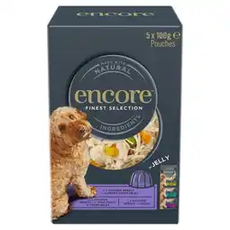 Tesco Encore Finest Selection In Jelly Dog Pouches 5X100g offer