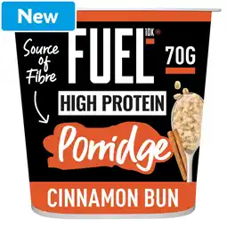 Morrisons FUEL10K High Protein Cinnamon Bun Porridge Oat Cereal Pot 70g offer