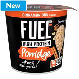 Morrisons FUEL10K High Protein Cinnamon Bun Porridge Oat Cereal Pot 70g offer