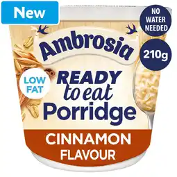 Morrisons Ambrosia Ready to Eat Porridge Oat Cereal Pot Cinnamon 210g offer