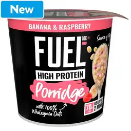 Morrisons FUEL10K High Protein Banana & Raspberry Porridge Oat Cereal Pot 70g offer