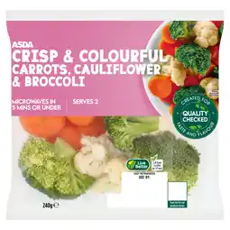 Asda ASDA Crisp & Colourful Carrots, Cauliflower & Broccoli 240g offer