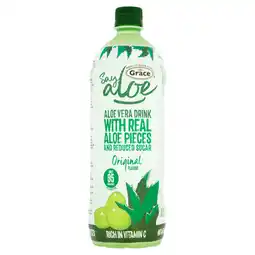 Asda Grace Say Aloe Aloe Vera Drink with Real Aloe Pieces and Reduced Sugar Original Flavour offer