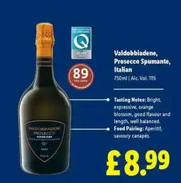 Lidl Valdobbiadene, Prosecco Spumante, Italian offer