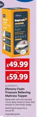 Lidl Silentnight Memory Foam Pressure Relieving Mattress Topper offer