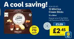 Lidl BON GELATI 12 Mini Ice Cream Sticks offer