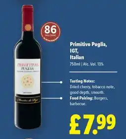 Lidl Primitivo Puglia IGT, Italian offer