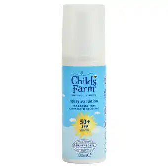 Asda Childs Farm 50+ SPF Spray Sun Lotion 100ml offer