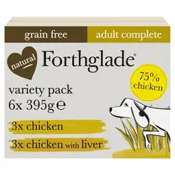 Tesco Forthglade Grain Free Chicken & Chicken with Liver Variety 6 Pack 6x395g offer