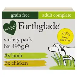 Tesco Forthglade Grain Free Lamb & Chicken Dog Food Variety Pack 6x395g offer