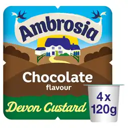 Tesco Ambrosia Ready To Eat Chocolate Devon Custard 4 X 120G offer