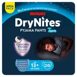 Tesco Huggies DryNites Bedwetting Pyjama Nappy Pants Boy 13Yrs+ x20 offer
