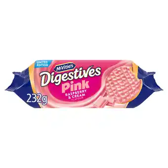Iceland McVitie's Limited Edition Digestive Pink Raspberry & Cream Flavour 232g offer