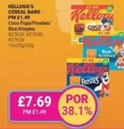 Bestway KELLOGG'S Cereal bars Coco Pops/Frosties/ Rice Krispies offer