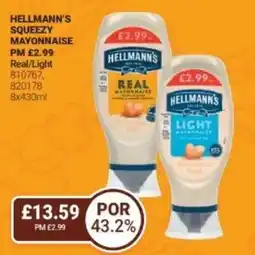 Bestway Hellmann's squeezy mayonnaise real/light offer