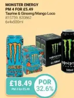 Bestway MONSTER ENERGY Taurine & Ginseng/Mango Loco offer