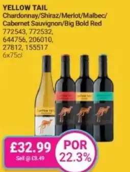 Bestway YELLOW TAIL Chardonnay/Shiraz/Merlot/Malbec/ Cabernet Sauvignon/Big Bold Red offer