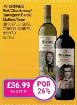 Bestway 19 CRIMES Red/Chardonnay/ Sauvignon Block/ Malbec/Rose offer
