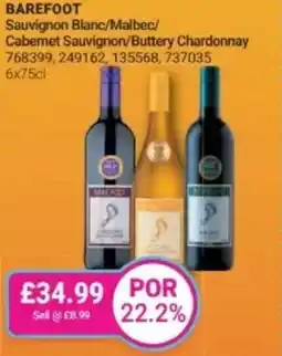 Bestway BAREFOOT Sauvignon Blanc/Malbec/ Cabernet Sauvignon/Buttery Chardonnay offer