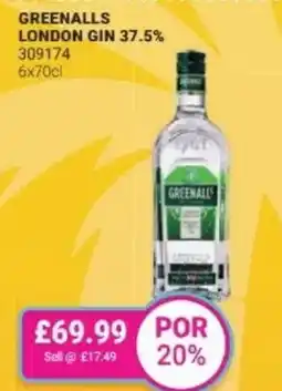 Bestway Greenalls london gin 37.5% offer