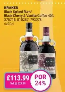 Bestway KRAKEN Black Spiced Rum/ Black Cherry & Vanilla/Coffee 40% offer