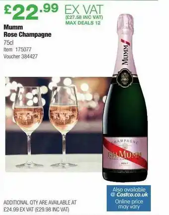 Costco Mumm Rose Champagne offer