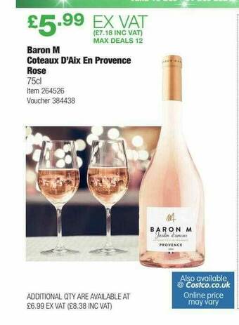 Costco Baron M Coteaux D'aix En Provence Rose offer