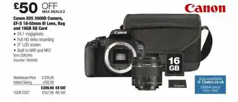 Costco Canon E0s 2000d Camera Ef-s 18-55mm Iii Lens Bag And 16gb Sd Card offer
