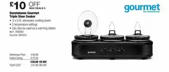 Costco Sensiohome Gourmet Triple Slow Cooker offer