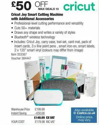 Costco Cricut Joy Smart Cutting Machine With Additional Accessories offer