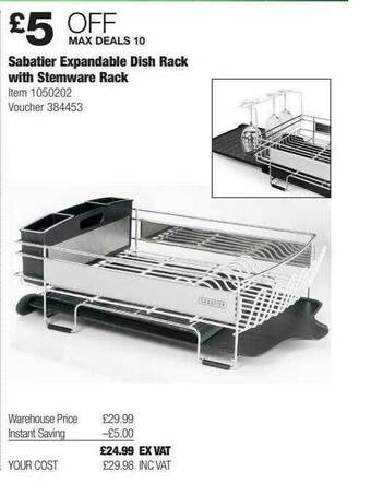 Costco Sabatier Expandable Dish Rack With Stemware Rack offer