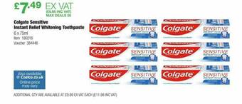 Costco Colgate Sensitive Instant Relief Whitening Toothpaste offer