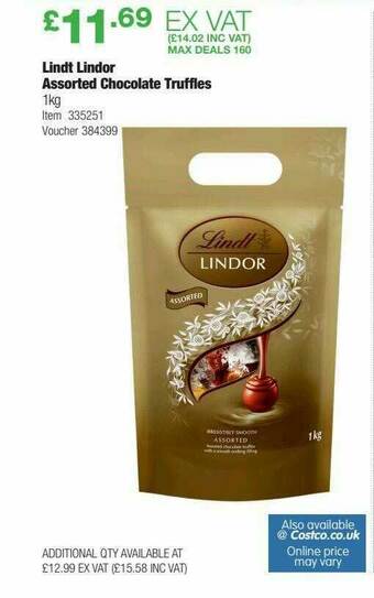 Costco Lindt Lindor Assorted Chocolate Truffles offer