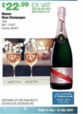 Costco Mumm Rose Champagne offer