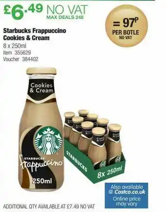 Costco Starbucks Frappuccino Cookies A Cream offer