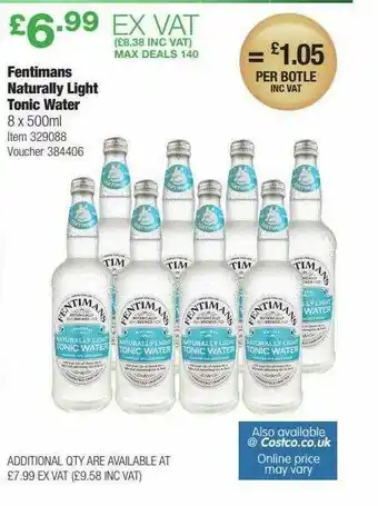 Costco Fentimans Naturally Light Tonic Water offer
