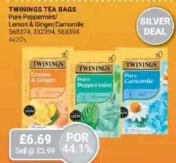Bestway TWININGS TEA BAGS Pure Peppermint/ Lemon & Ginger/Camomile offer