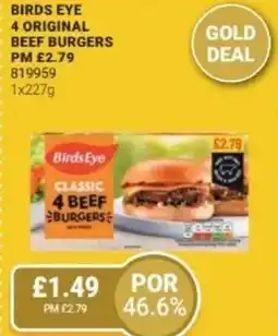 Bestway Birds eye 4 original beef burgers offer