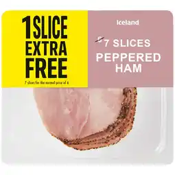 Iceland Iceland 7 Slices (approx.) Peppered Ham (Extra Slice Free) offer