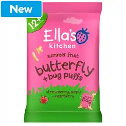 Morrisons Ella's Kitchen Butterfly + Bug Puffs Strawberry, Apple & Raspberry 12M+ 80g offer