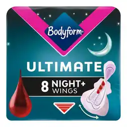 Morrisons Bodyform Ultimate Ultra Night Sanitary Towels Wings 8 Pack offer
