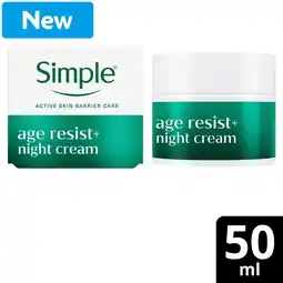 Morrisons Simple Face Cream Age Resist+ Night 50ml offer