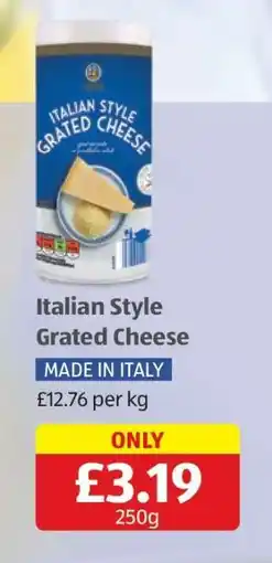 Aldi Italian Style Grated Cheese offer
